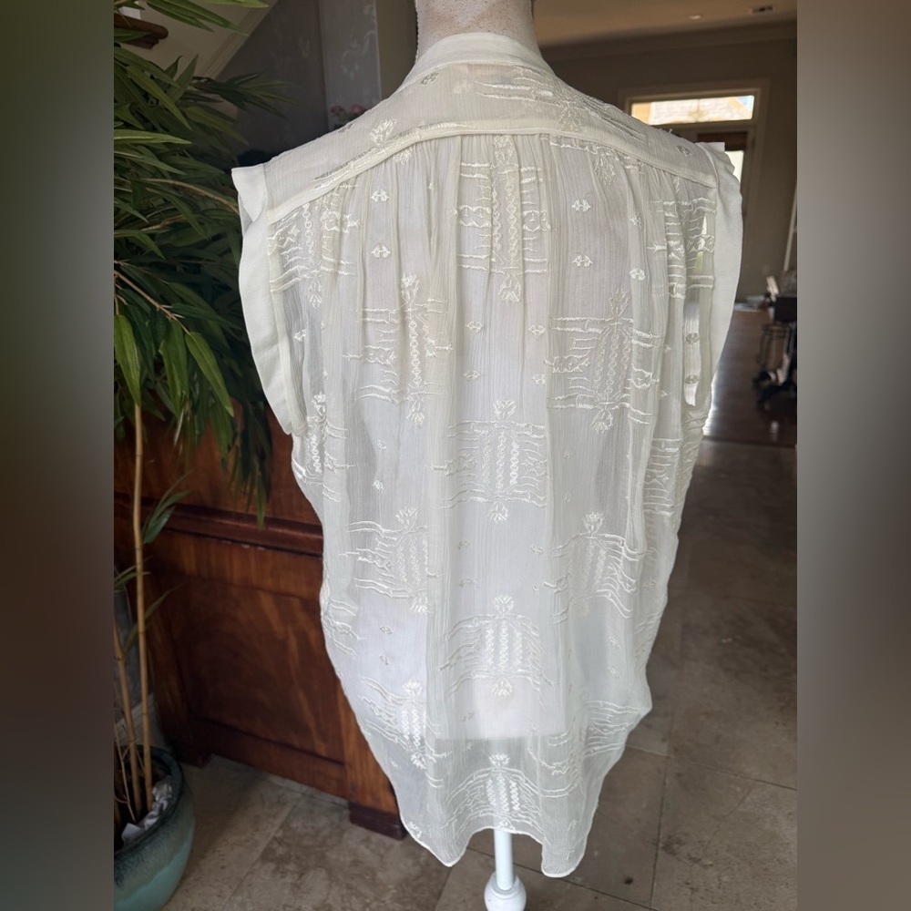 REBECCA TAYLOR 100 percent silk short sleeve capped sheer top very good cond - Picture 8 of 12